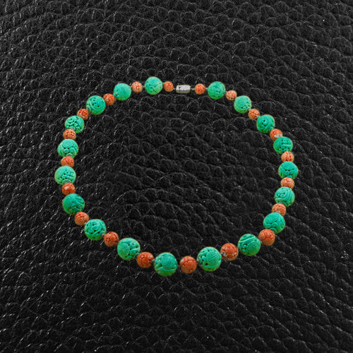 Turquoise & Coral Bead Necklace