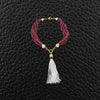 Rubellite & Moonstone Bead Necklace with Tassel