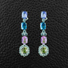 Multi-color Sapphire & Diamond Necklace & Earring Set
