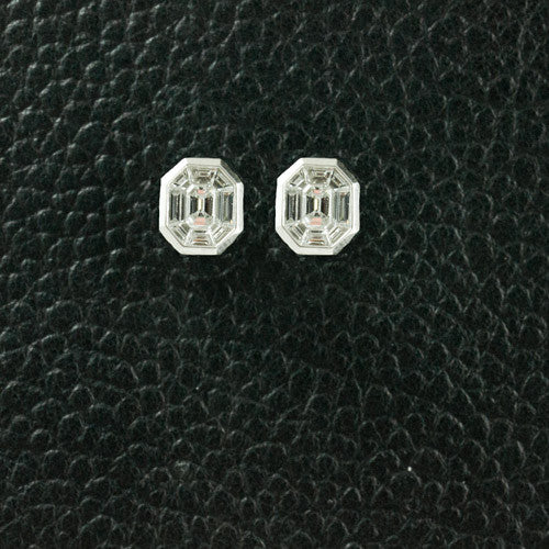 Octagonal shaped Diamond Earrings
