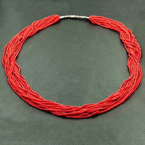 Multi-strand Coral Bead Necklace