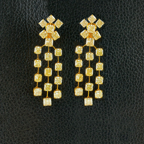 Yellow Diamond Dangle Earrings