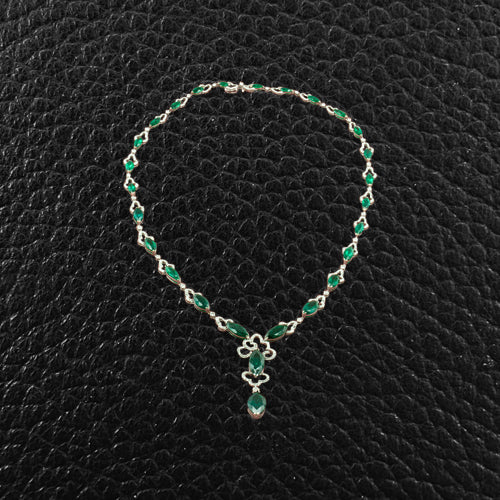 Emerald & Diamond Necklace & Earrings Set