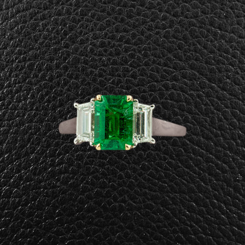 Emerald cut Emerald & Diamond Ring