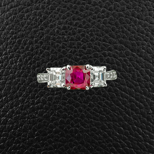 Square Ruby & Diamond Ring