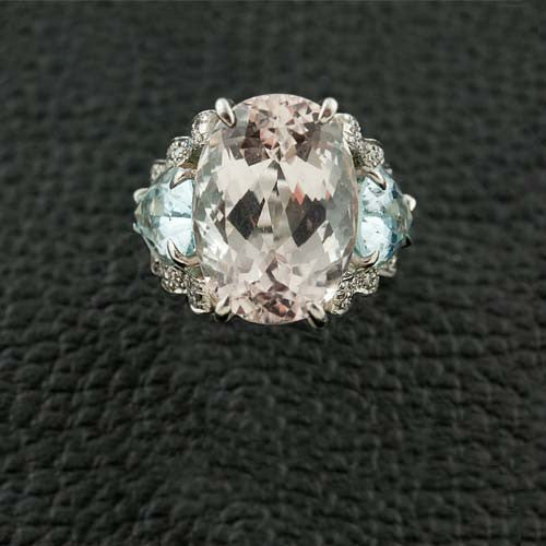 Kunzite, Blue Topaz & Diamond Ring