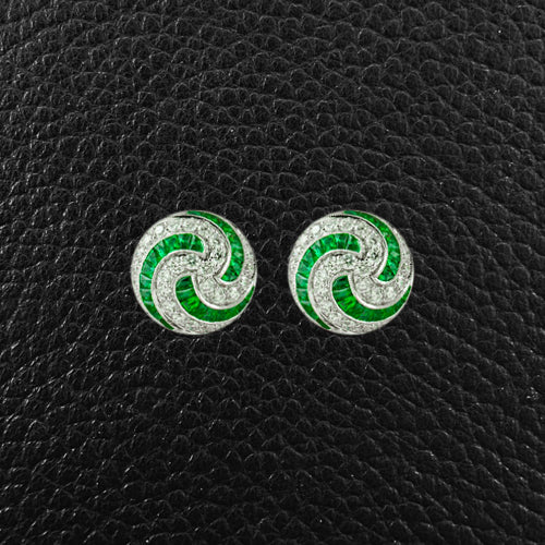 Emerald & Diamond Swirl Earrings