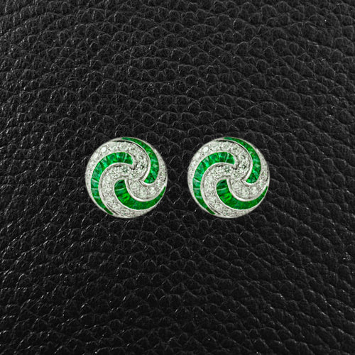Emerald & Diamond Swirl Earrings