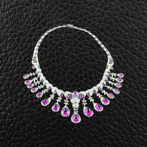 Pink Tourmaline & Diamond Necklace