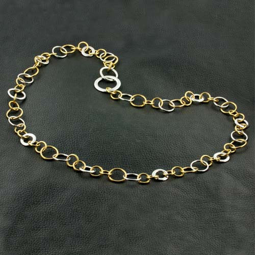 Yellow & White Gold Circles Necklace
