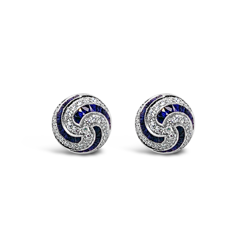 Sapphire & Diamond Swirl Earrings
