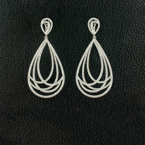 Diamond Teardrop shaped Dangle Earrings