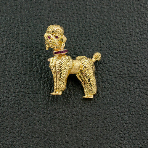 Yellow Gold Poodle Pin