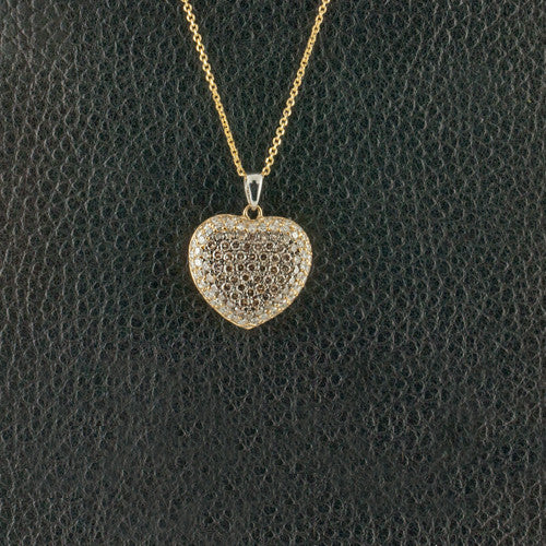 Brown & White Diamond Heart Pendant
