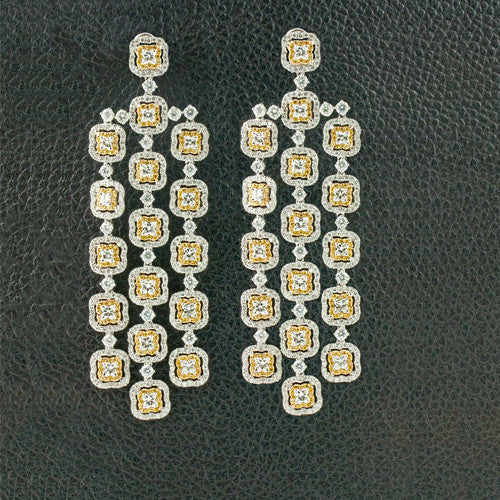 Yellow & White Diamond Chandelier Earrings