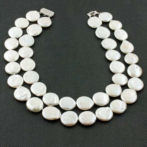 Double Strand Coin Pearl Necklace