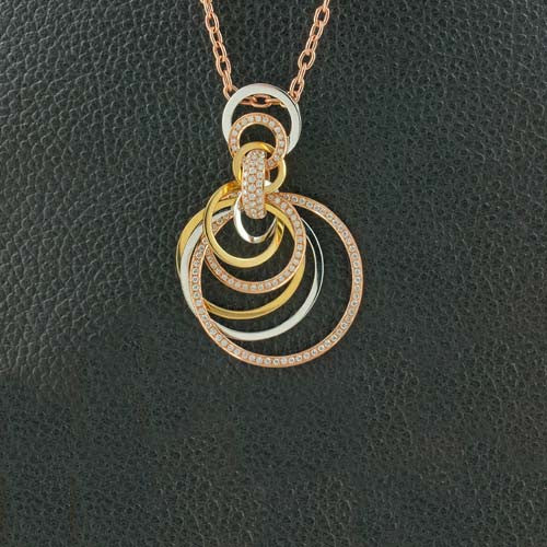 Tri-color Gold & Diamond Pendant