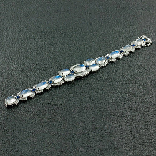 Moonstone, Sapphire & Diamond Bracelet