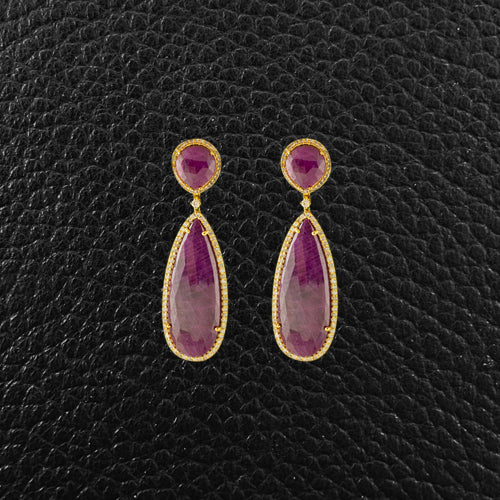 Ruby & Diamond Dangle Earrings