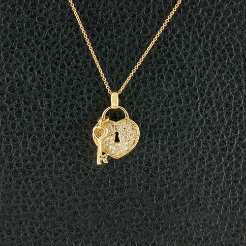 Diamond Heart & Key Pendant