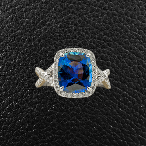 Cushion Sapphire & Diamond Ring