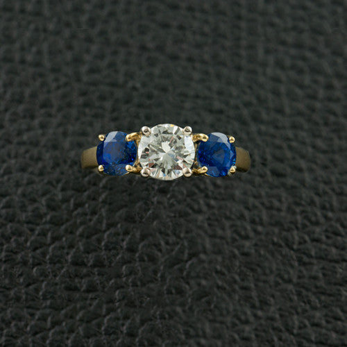 Round Sapphire & Diamond Ring
