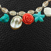 Coral, Turquoise, Crystal, Pearl & Sterling Silver