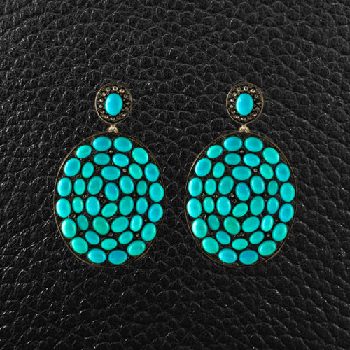 Turquoise & Diamond Dangle Earrings