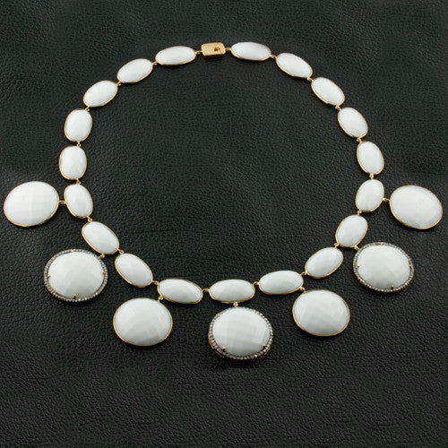 White Agate & Diamond Necklace