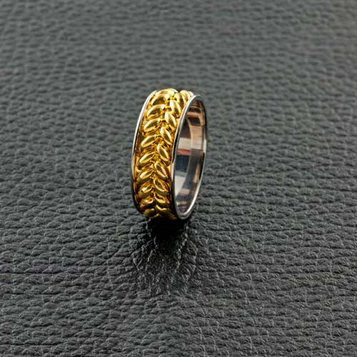 White & Yellow Gold Woven Wedding Band
