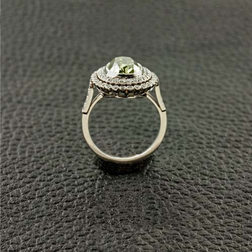 1 Carat Fancy Green Diamond Engagement Ring 14k Yellow Gold