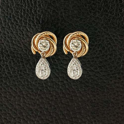 Diamond Earrings with Gold Knot Jackets