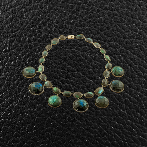 Labradorite & Diamond Disc Necklace