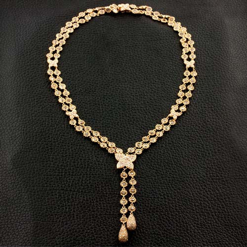 Brown & White Diamond Lariat Necklace