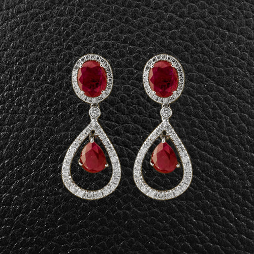 The Tree of Life Ruby Drop Earrings  Escarl Jewellers
