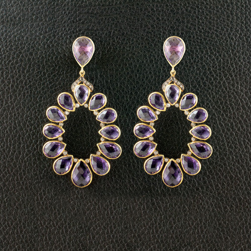 Amethyst & Diamond Dangle Earrings