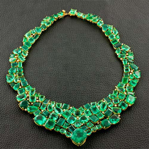 Multi-Emerald Bib Necklace