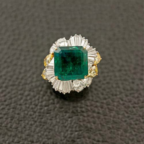 Emerald & Diamond Ballerina Style Ring