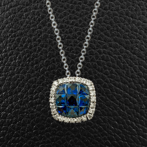 Cushion Shaped Sapphire & Diamond Pendant