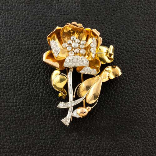 Gold & Diamond Flower Pin