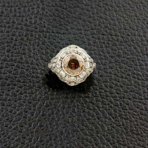 Orange-Brown Diamond Estate Ring