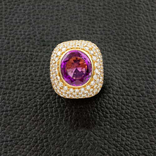 Pink Ceylon Sapphire & Diamond Cocktail Ring