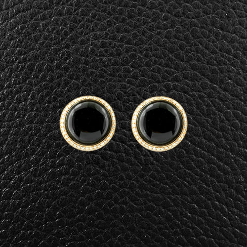 Black Agate & Diamond Earrings