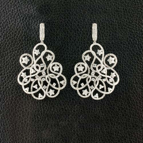 Diamond Swirl & Flowers Earrings