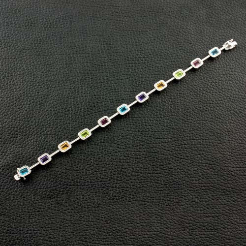 Multicolor Gemstones & Diamond Bracelet