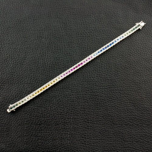 Multi-color Sapphire & Diamond Bracelet