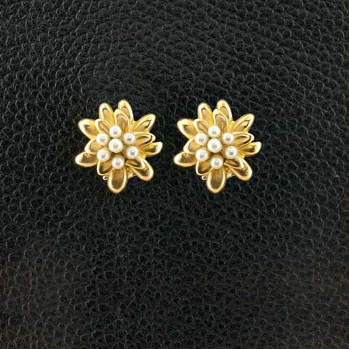 Gold & Pearl Flower Estate Earrings