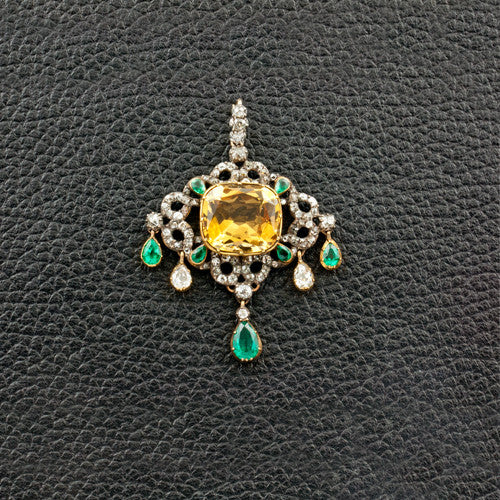 Topaz, Emerald & Diamond Estate Pendant