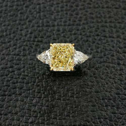 Radiant cut Yellow Diamond Engagement Ring