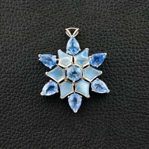 Sapphire & Moonstone Snowflake Pin/Pendant